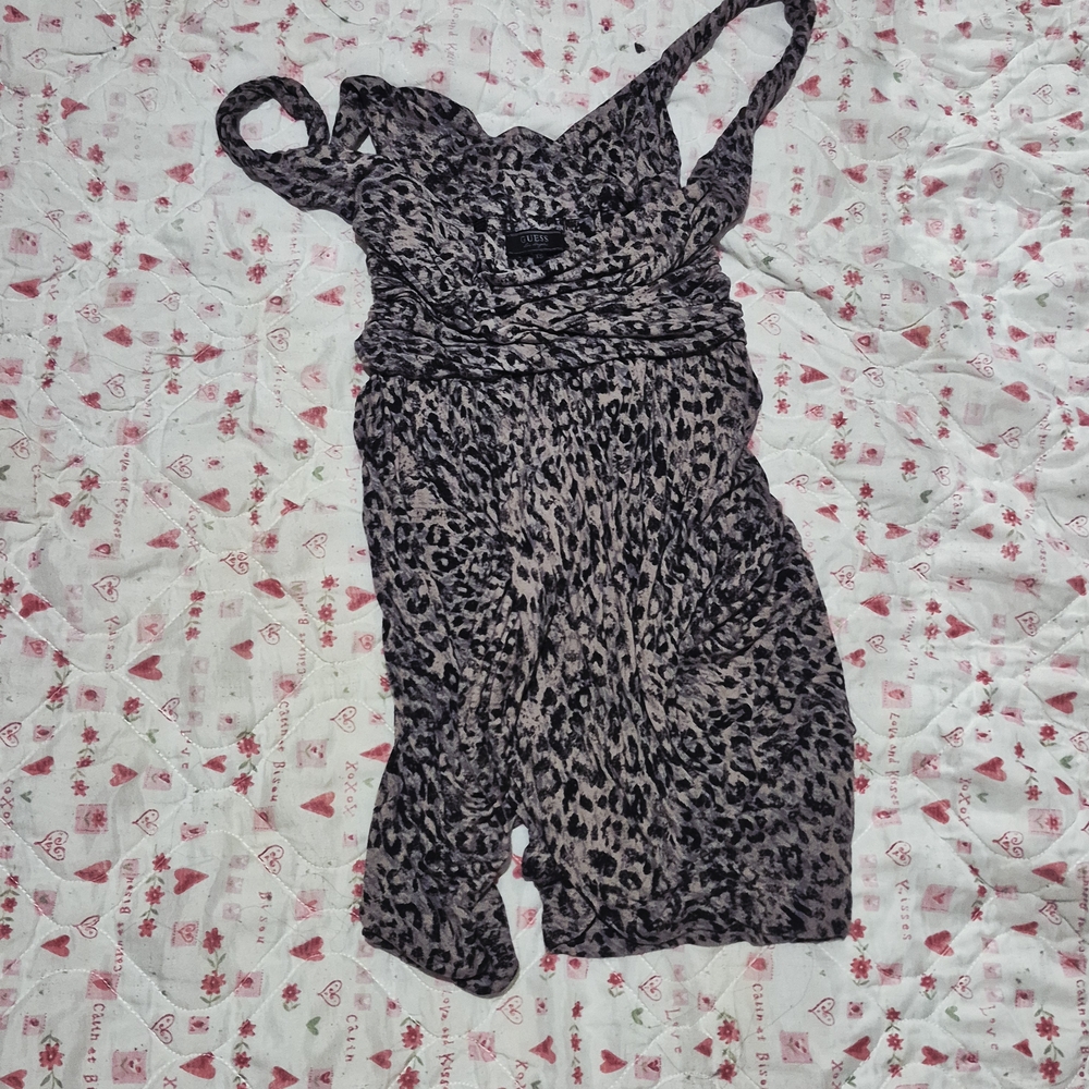 Guess Leopard Print Dress - Black and Tan
